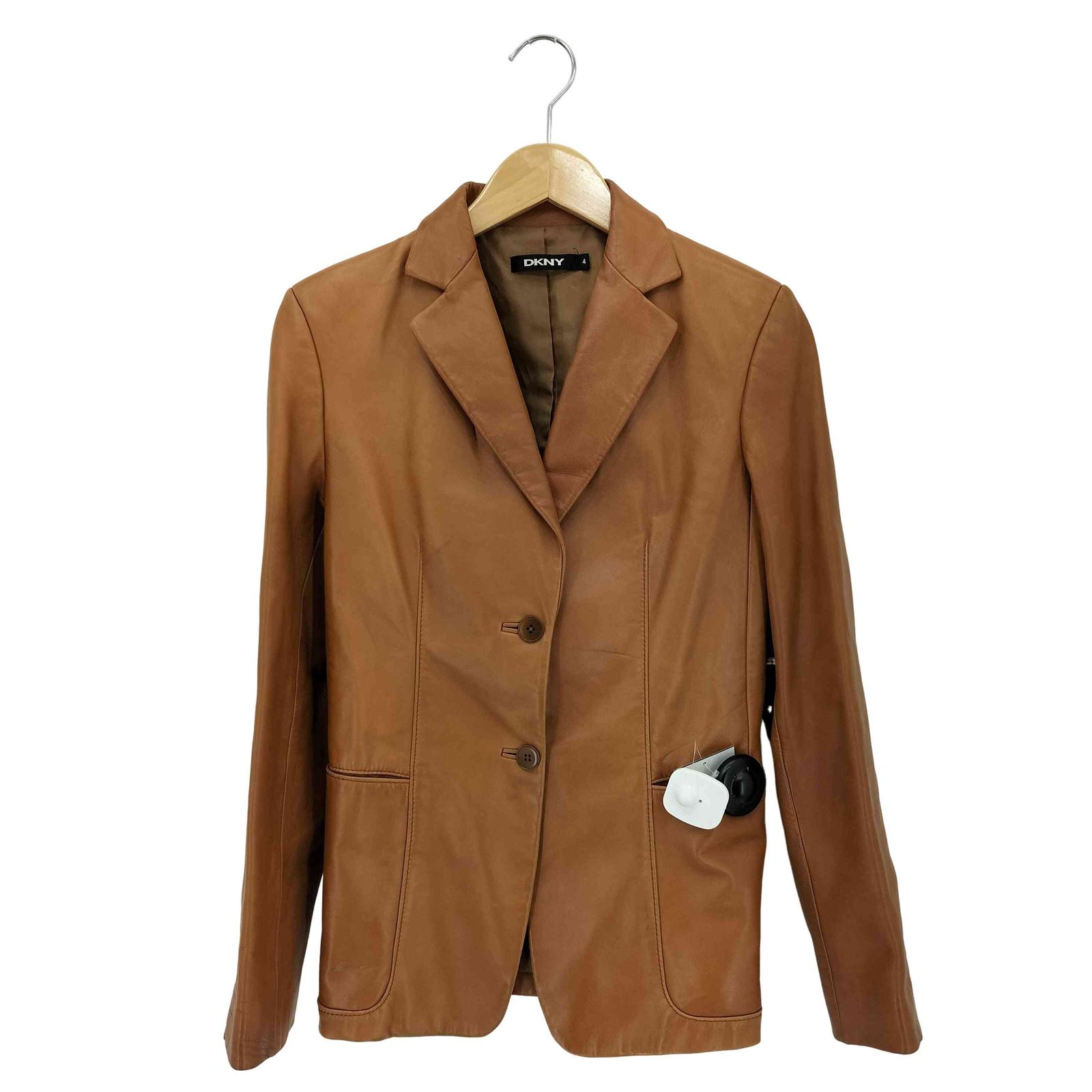 【極美品 希少】DKNY テーラードジャケット ラムレザー シングル ブラウン ダナキャランニューヨーク DKNY Lamb ラムレザー 2B シングル