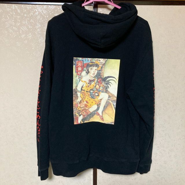 少女椿 丸尾末広 パーカー フーディー 黒 ブラック メンズ XLサイズ