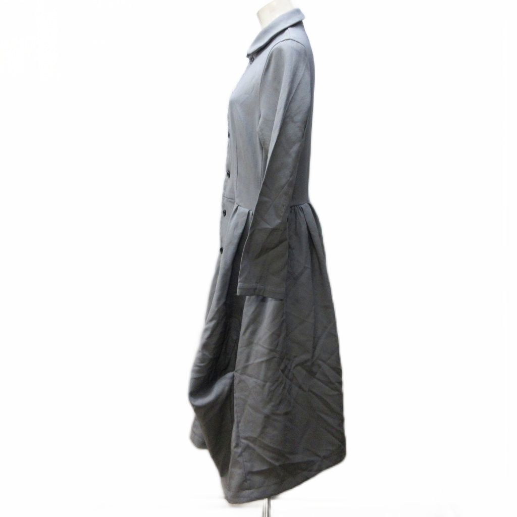 コムデギャルソンコムデギャルソン COMME des GARCONS コムコム AD 2025 エステル 変形ドレープ デザイン ワンピース ギャザー 長袖 ロング S 灰 グレー RN-O 004 1027