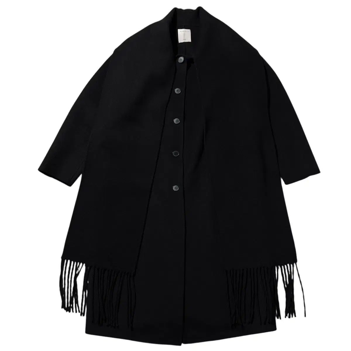 レディース L-XL SANDRO サンドロ ウール マフラー コート ブラック