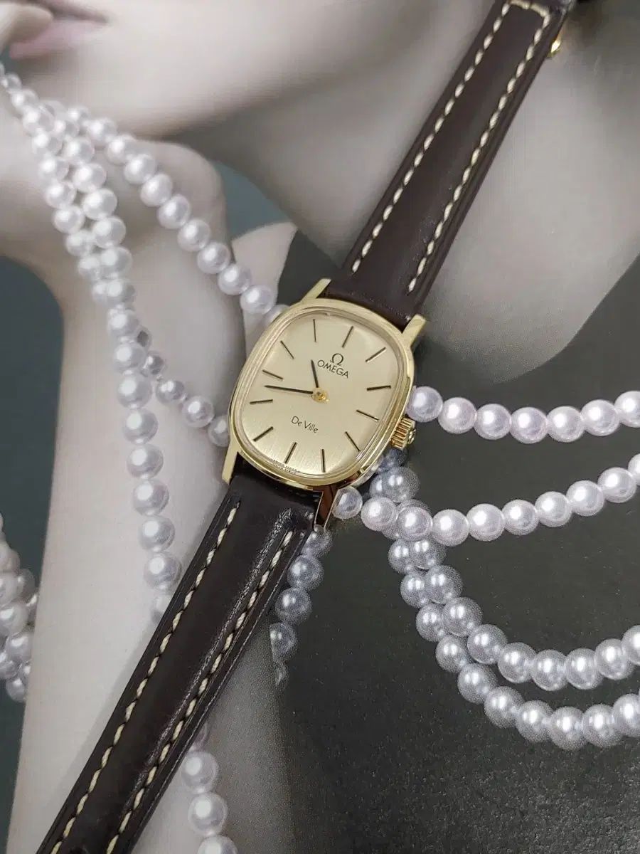  OMEGAデ ビル 手巻き レディース時計 レザーベルト 時計