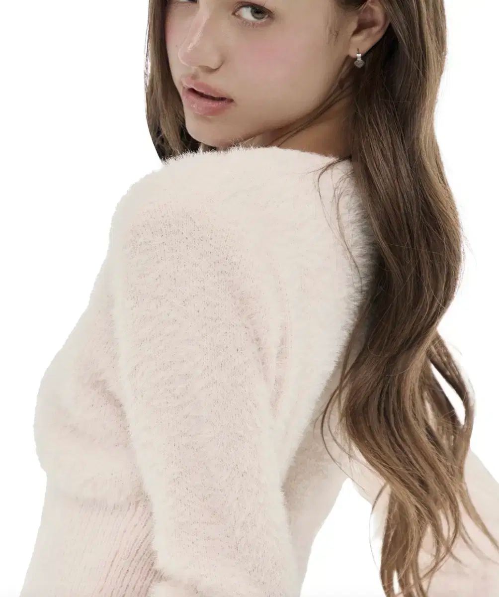 シアー コットンキャンディ Vネック カーディガン ピンク cotton candy