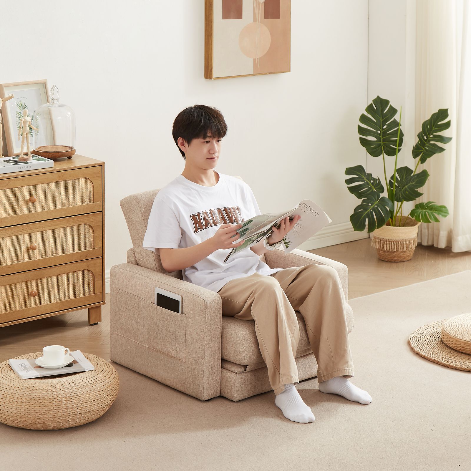 ローソファー シングルソファーベッド