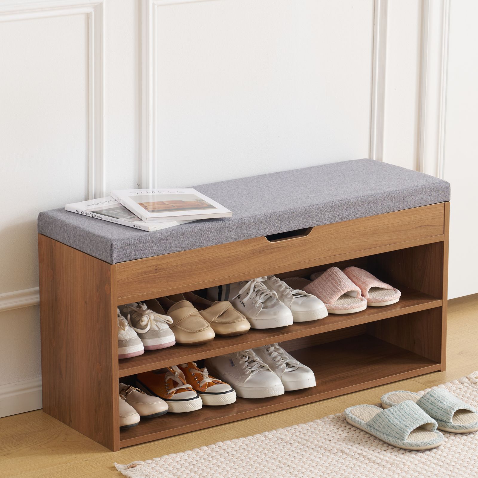 玄関ベンチ シューズラック 玄関椅子 玄関収納 収納ベンチ 下駄箱 靴箱