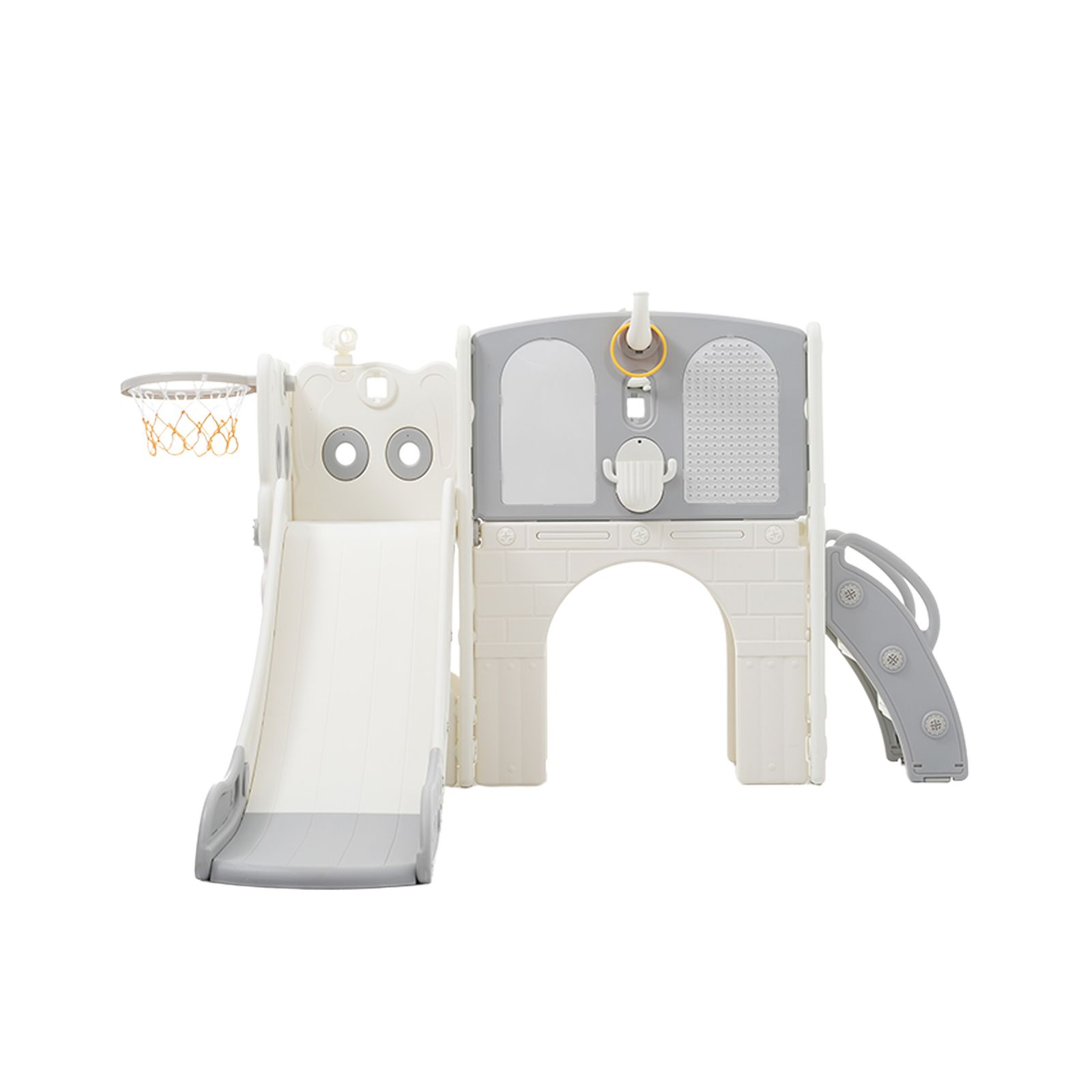 2個 TYPE A すべり台 キャッスル 大型遊具 すべりだい スライダー 室内 遊具 バスケットゴール 収納 グレー ホワイト