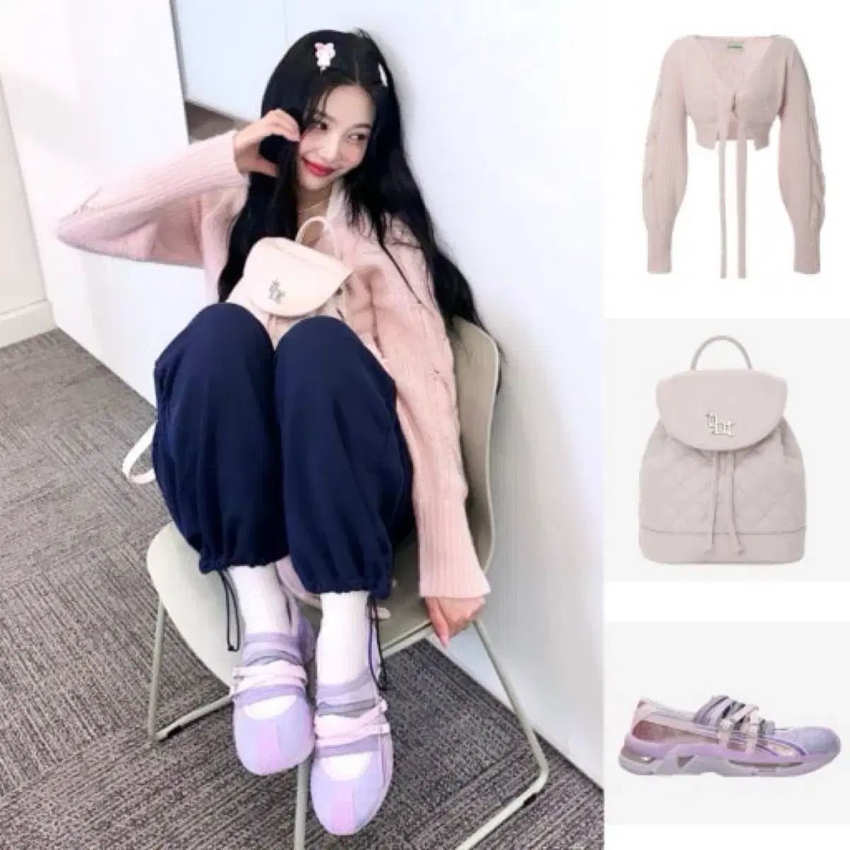  スリータイムズ Bambi ボレロ ピンク Red Velvet JOY 着用 長袖 カーディガン ボレロ アンサンブル