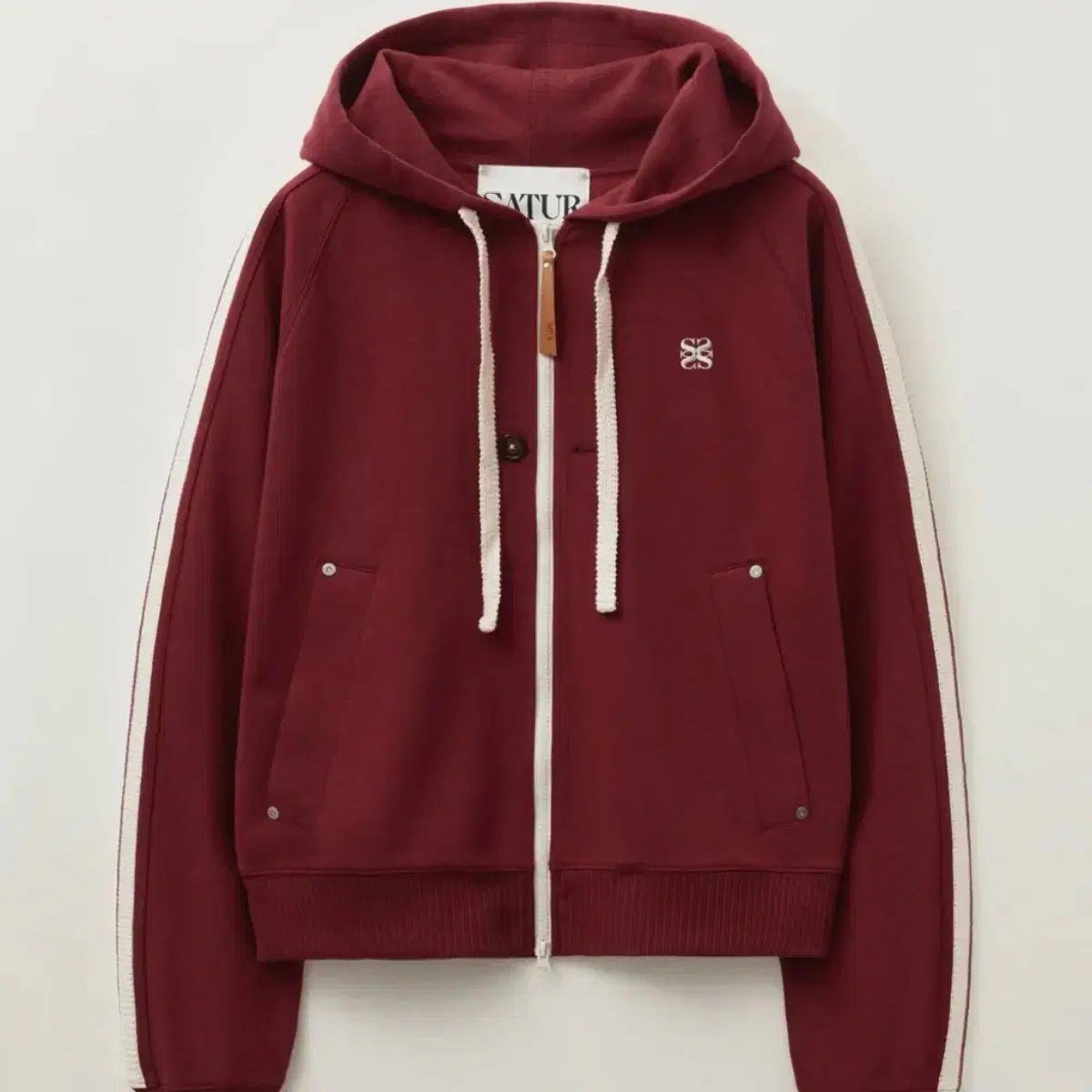 セター ルーズフィット フード ジップアップ バーガンディ WS