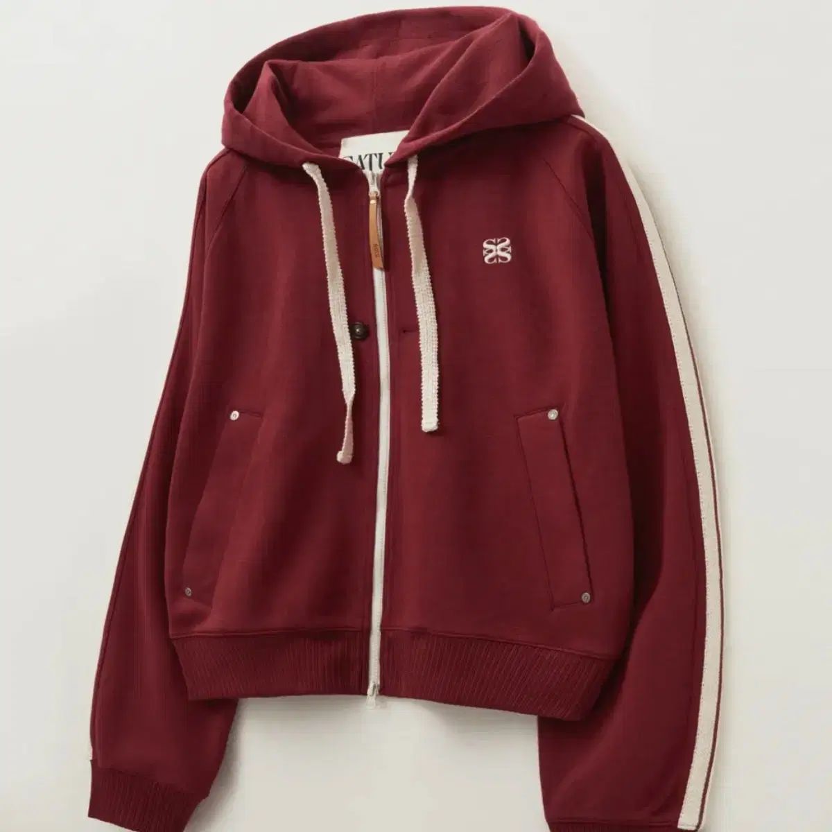 セター ルーズフィット フード ジップアップ バーガンディ WS