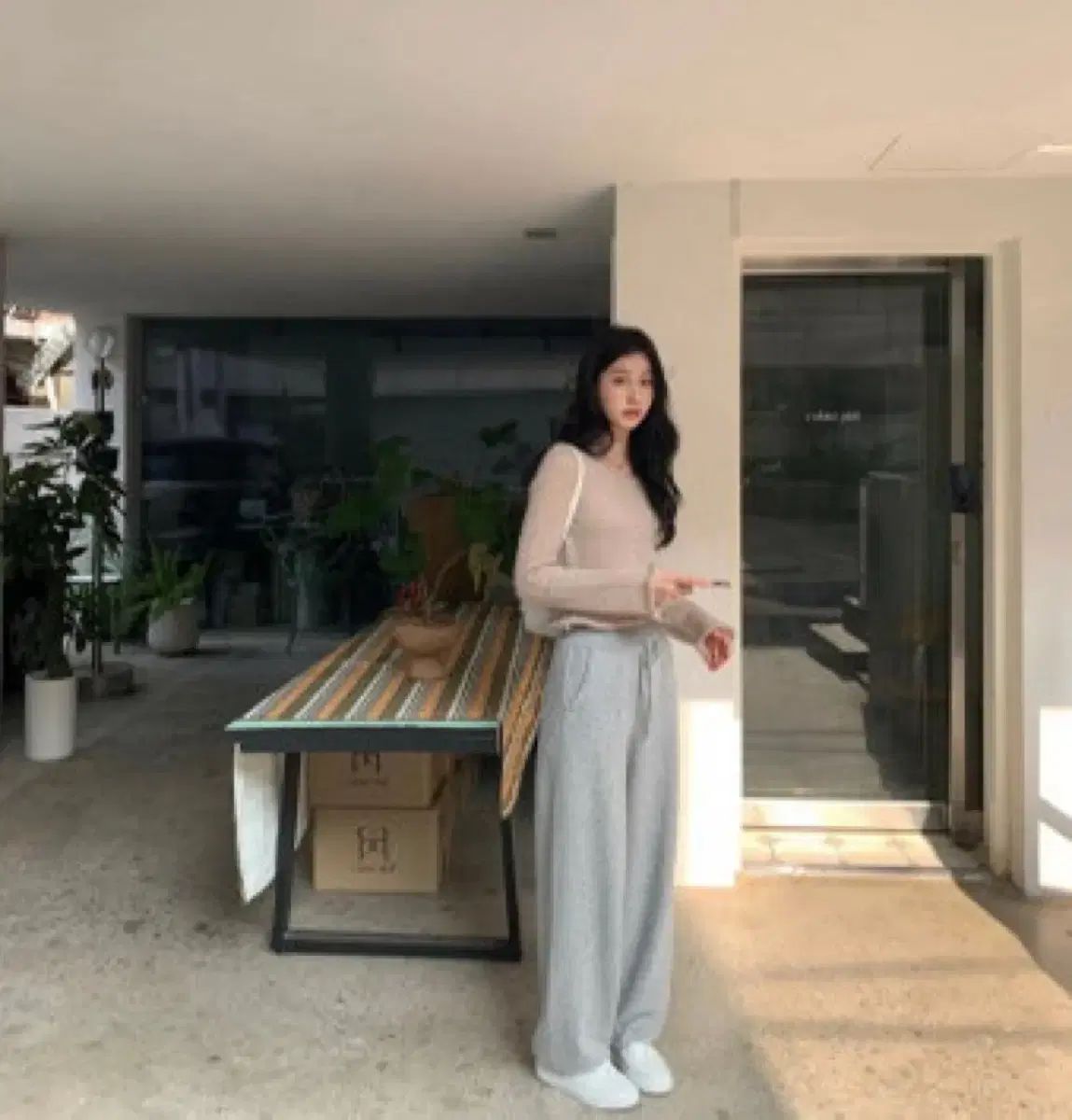 Le Plein ニットパンツ グレー