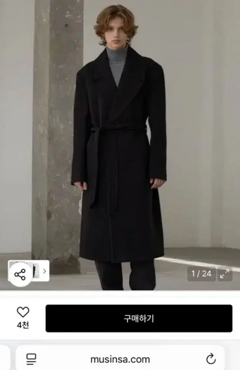 デコレソ 麻 マエル ローブ ロング コート ブラック サイズ1