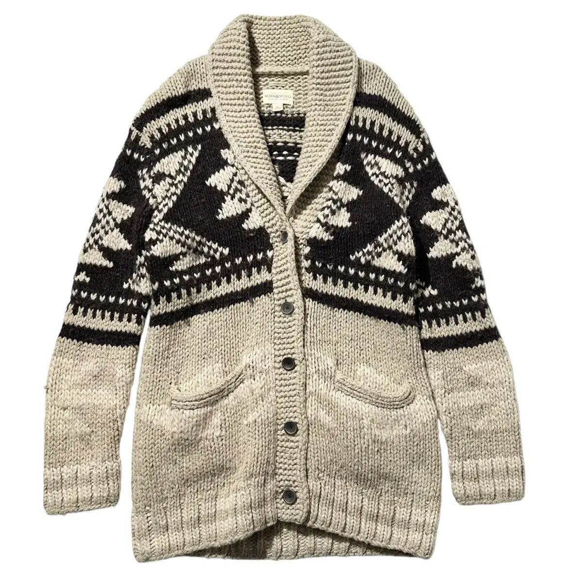 レディース M デニム アンド サプライ ラルフローレン ノルディック カウチン ハンドニット ショール カーディガン