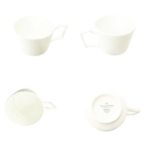 ウェッジウッドのホワイト陶器セット ウェッジウッド WEDGWOOD INTAGLIO 箱付き 2客セット カップ＆ソーサー