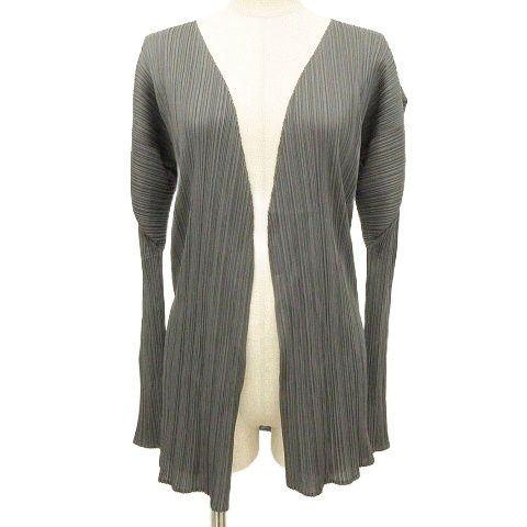 プリーツプリーズ PLEATS PLEASE イッセイミヤケ カーディガン 羽織 ボタンレス トップス 3 グレー