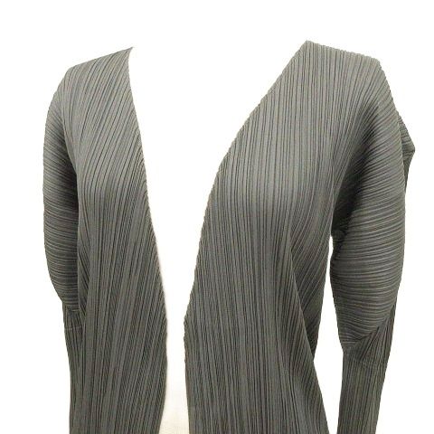  プリーツプリーズ PLEATS PLEASE イッセイミヤケ カーディガン 羽織 ボタンレス トップス 3 グレー カーディガン ボレロ アンサンブル トップス