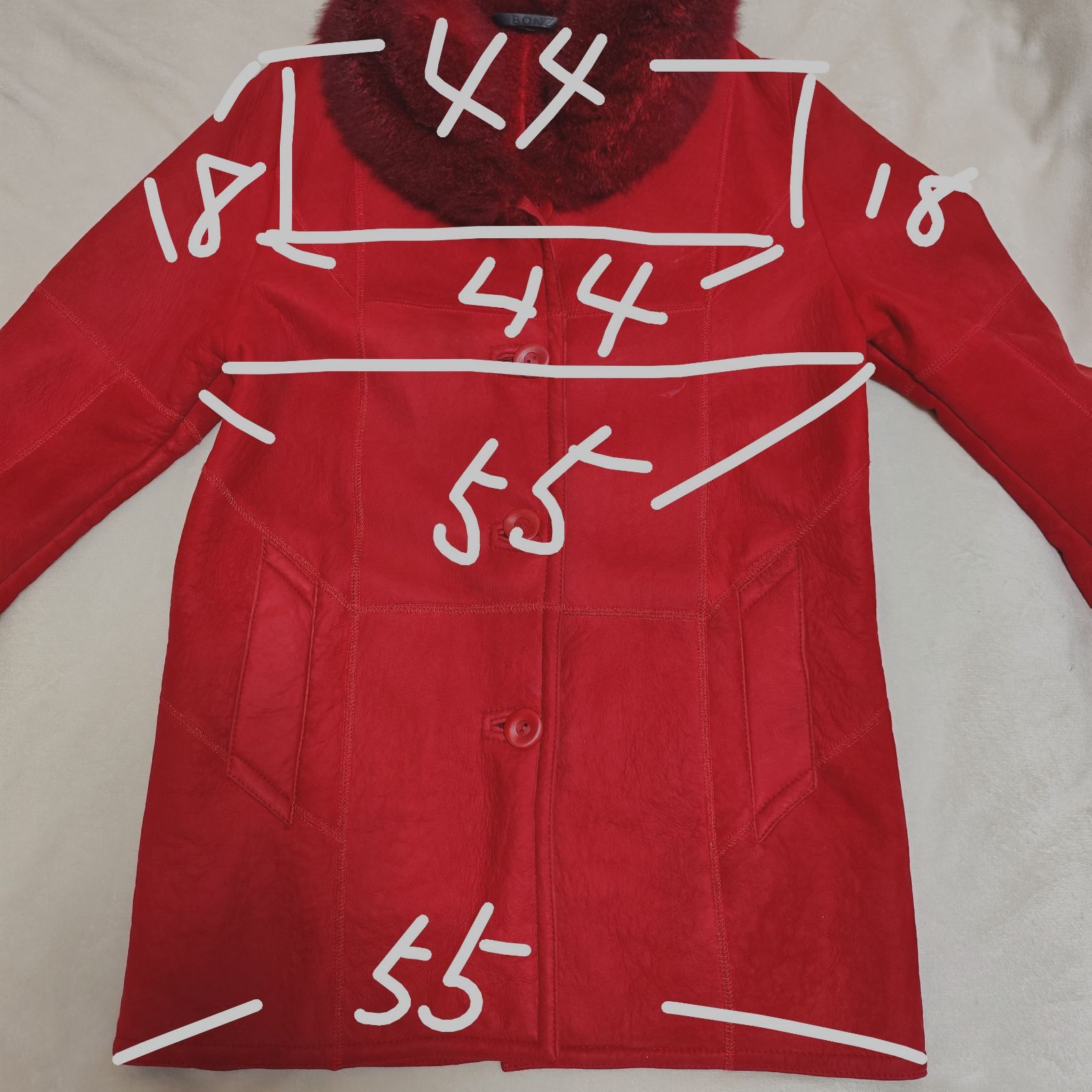 BONZ / ボンズ 製 リアルムートン ハーフコート L 羊毛皮　ラムスキン ニュージーランド製 BONZ:ボンズ リアルムートン ハーフコート L 羊毛