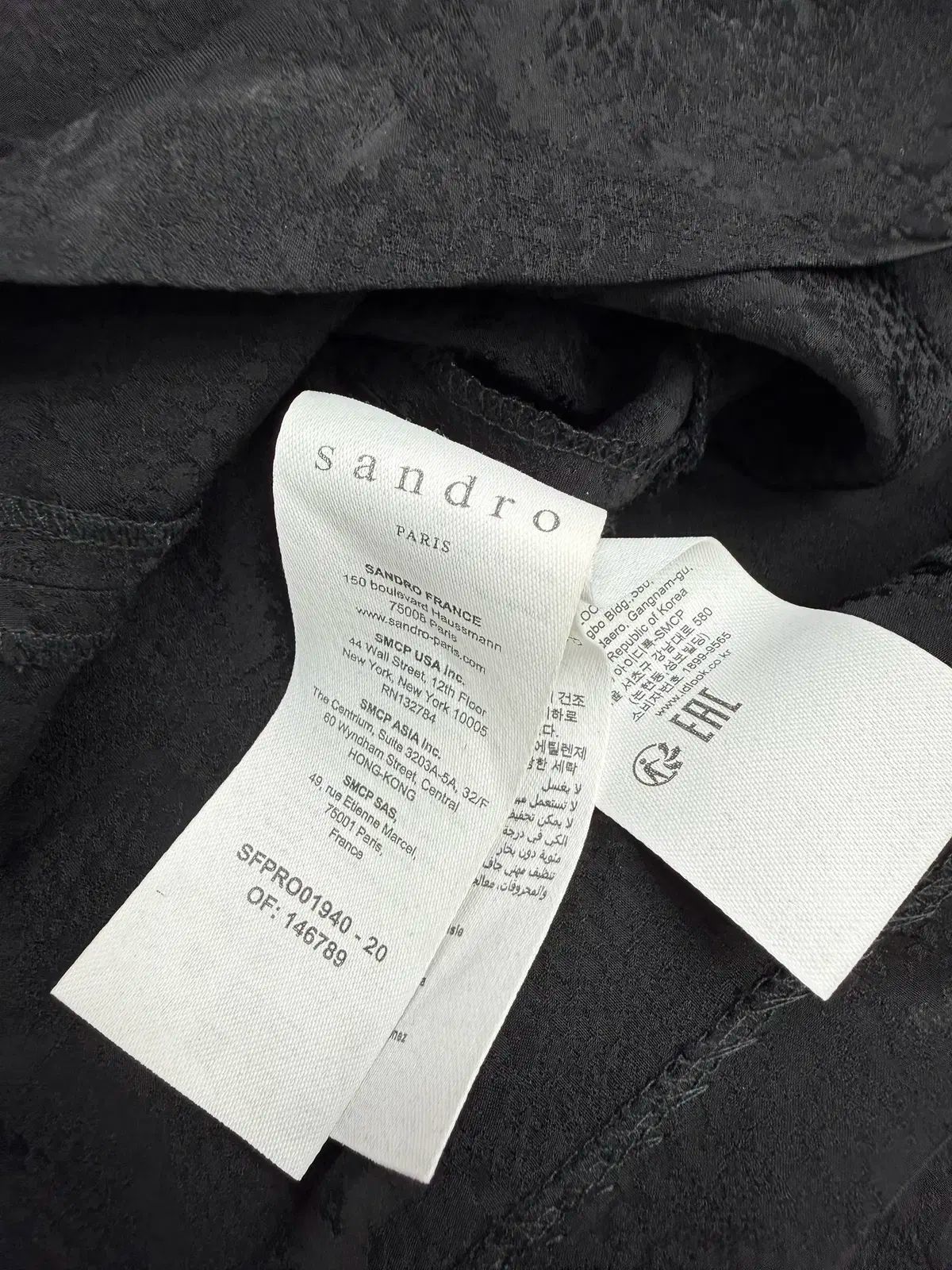  サンドロ ブラック ONE PIECE 長袖 七分袖 ひざ丈ワンピース