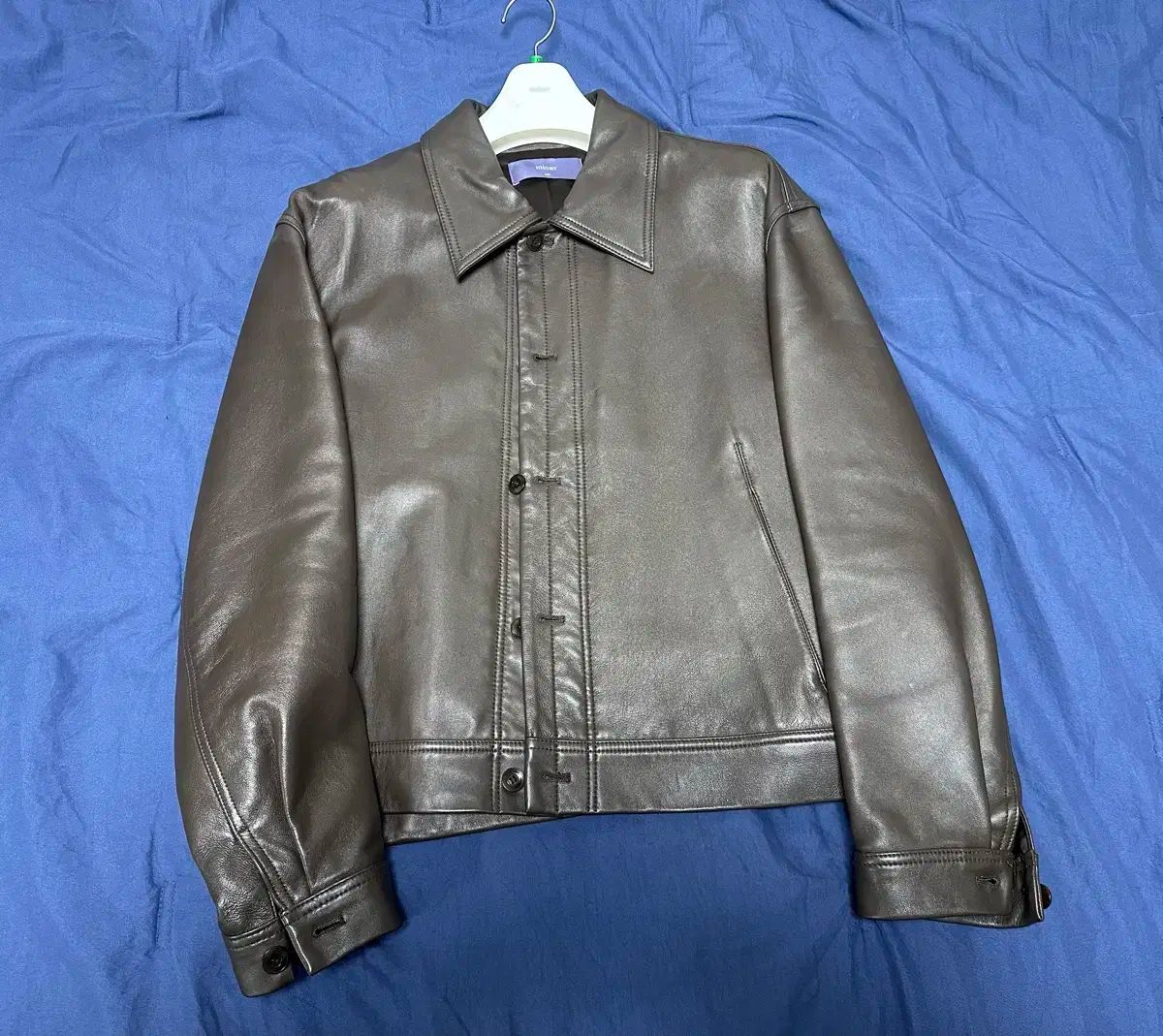 ミナブ ラムスキン クロップド ジャケット ブラウン 2XL