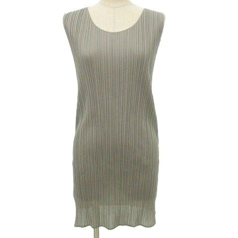 プリーツプリーズ PLEATS PLEASE イッセイミヤケ プリーツ パンツ セットアップ 上下 ノースリーブ 2 グレー