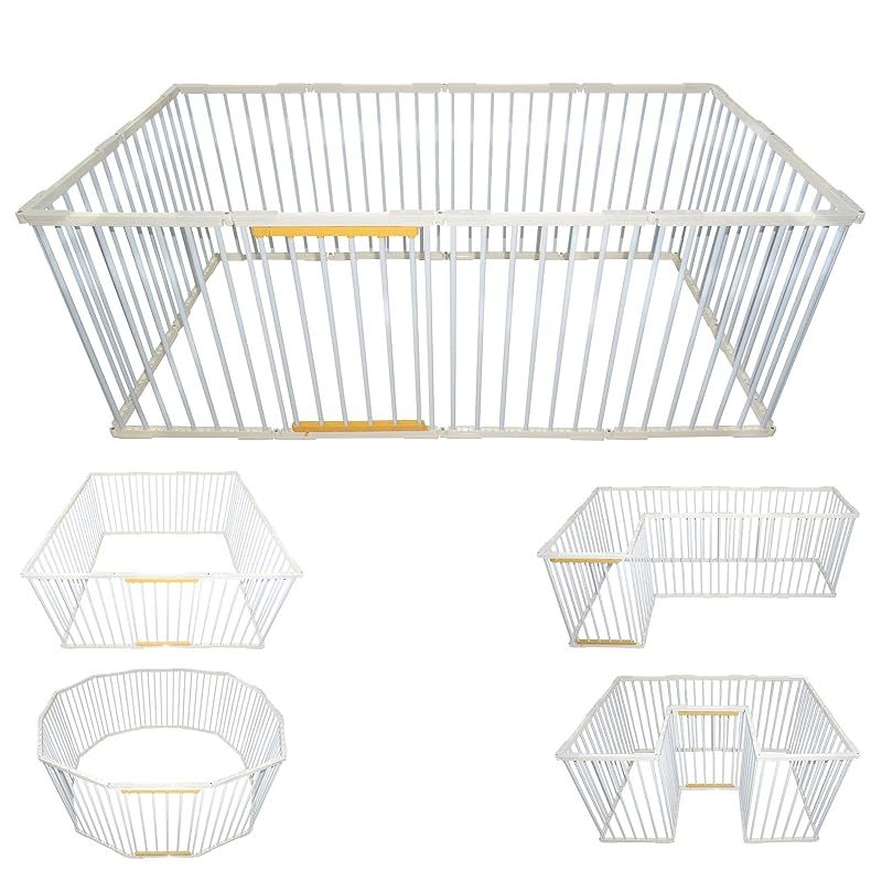 Kickred ペットサークル 犬 ペットフェンス カタチ変更可ドア付き 室内 屋外 DIY 複数 プレイサークル 奥行137 幅86 高67 cm 自由に 飼育 広い パネル 組み立て簡単 オシャレ 1