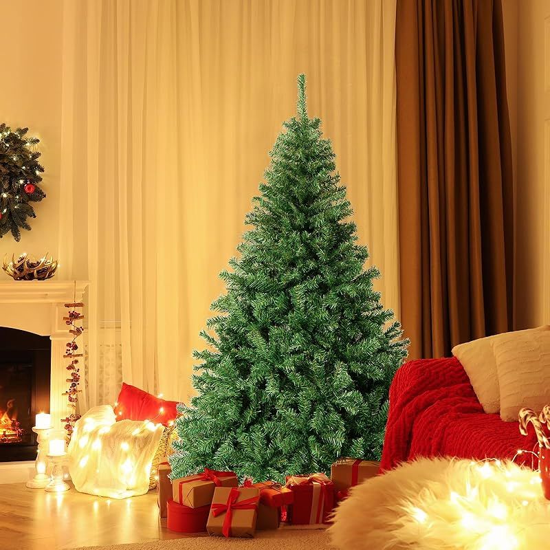 GYMAX クリスマスツリー 180cm christmas tree 1000本枝先 ヌードツリー 北欧 自動展開式 組立簡単 PVC葉 メタルブラケット 安定感 立体感 ふんわり おしゃれ 飾り インテリア 正月 お祝い 室内 部屋 家庭 ショッ 1