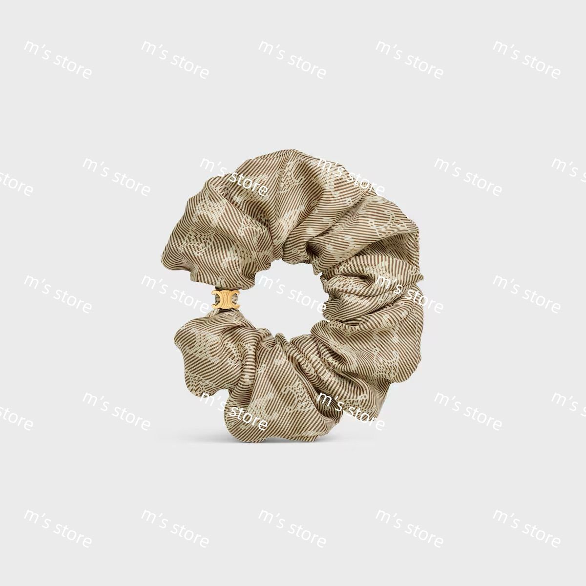 CELINE セリーヌ トリオンフ ダイアゴナル シュシュ ヘア ベージュ ゴールド