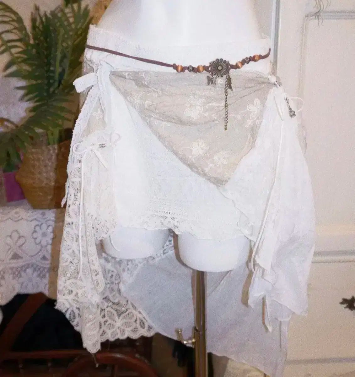 ヴィンテージ ハンドメイド レース アシメントリー ラップ スカート shop502 キューヴィンテージ