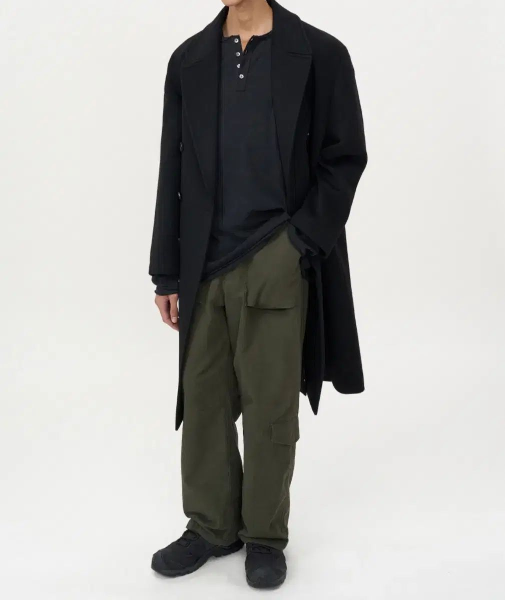 L インサイレンス カシミア ダブル ロング コート BLACK