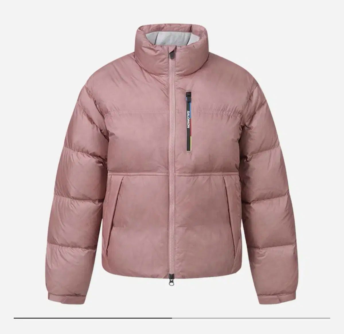 SALOMON サロモン コンツアー ダウン ピンク ダウンジャケット フィッティング 後 収納ボックス