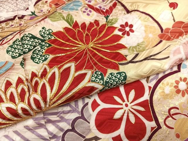 平和屋着物○豪華振袖 京友禅 駒刺繍 草花宝尽くし文 金彩 仮絵羽 逸品