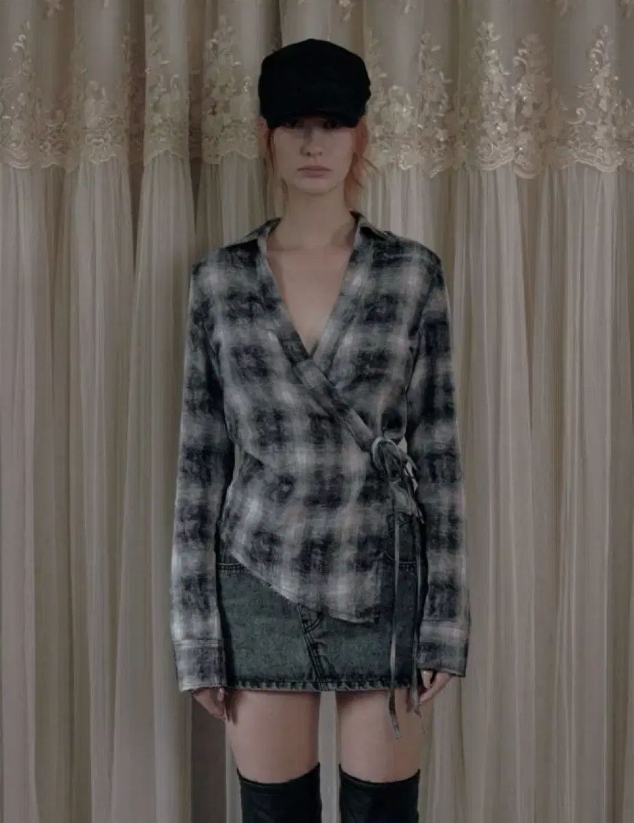 BOHEMSEO ボヘミアンソウル ラブ アシンメトリー CHECK シャツ