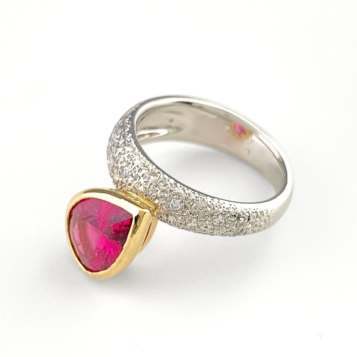 石川暢子 NOBUKO トルマリン デザインリング プラチナ YG イエローゴールド 指輪 メレダイヤ リング 8.5号 Pt 900 K 18 レディース