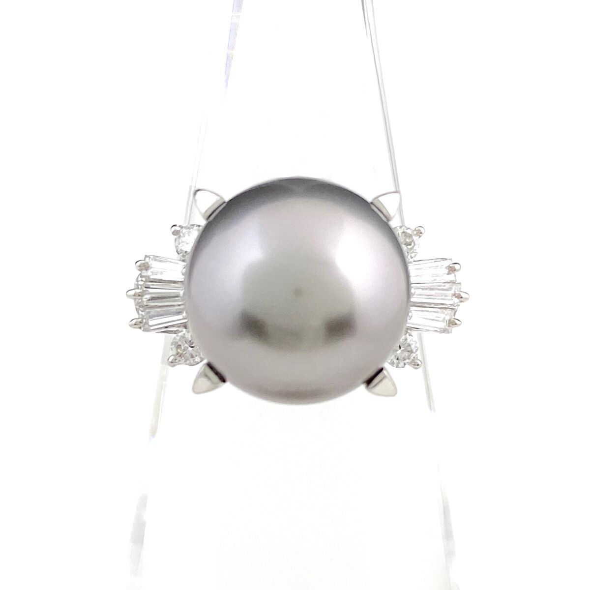 タサキ TASAKI パール デザインリング プラチナ 指輪 メレダイヤ 真珠 リング 11号 Pt900 パール ダイヤモンド レディース