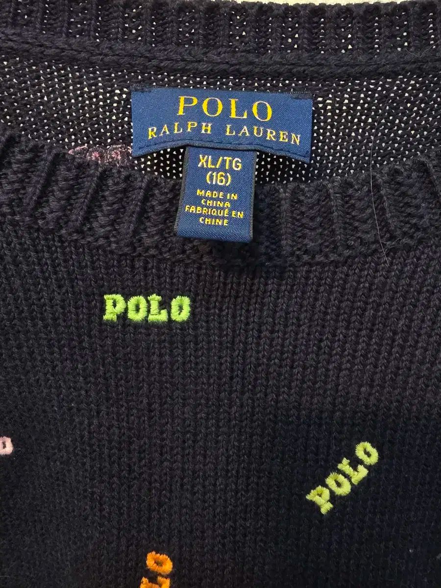 ポロ ネイビー ポロ ロゴ ニット 16XL