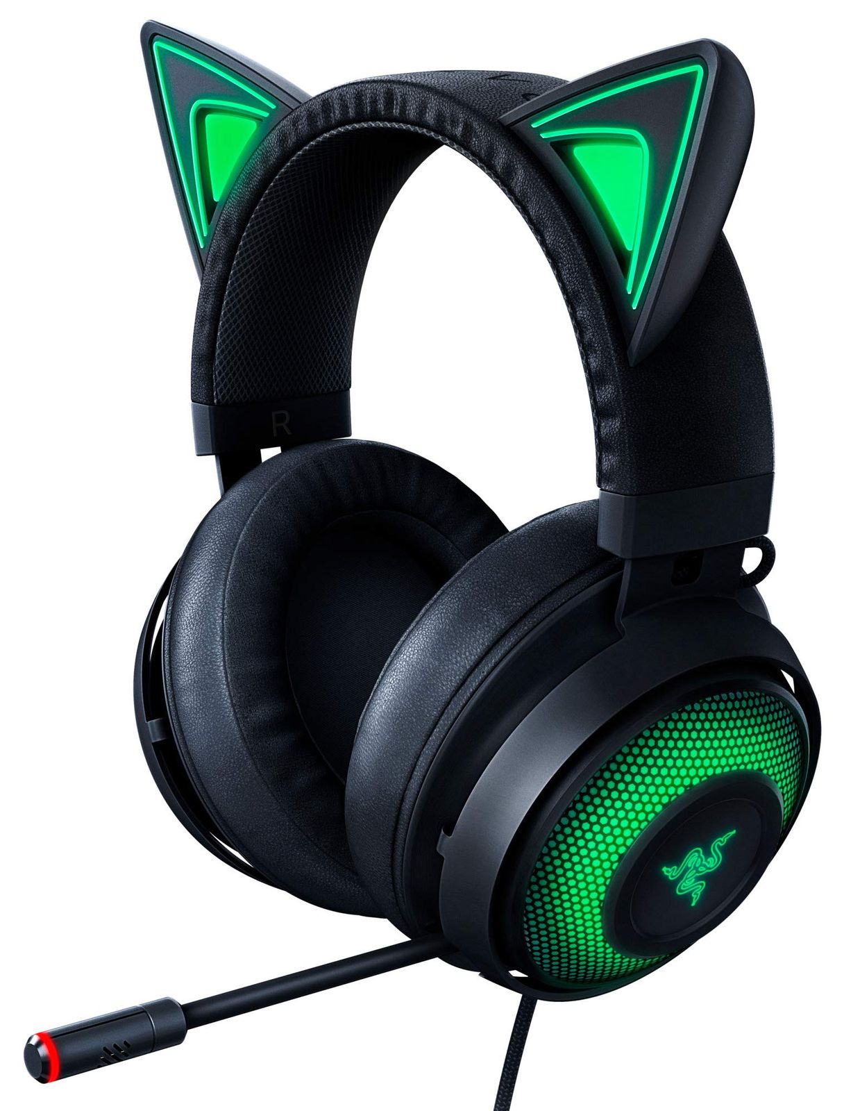 Razer Kraken Kitty Black ゲーミングヘッドセット USB THX7.1 ネコミミ Chroma ノイズキャンセリングマイク 冷却ジェルパッド PC PS4 PS5 Switch スマホ 日本 ブラック Kraken Kitty