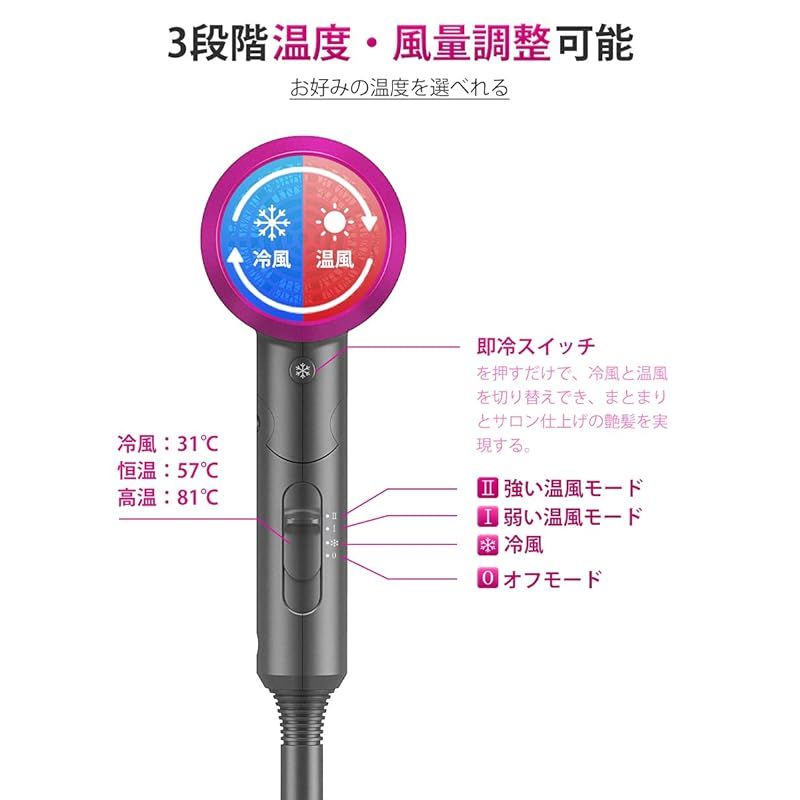 ヘアドライヤー 大風量 速乾 折り畳み携帯可能 過熱保護機能・ノズル付き Amazon | ドライヤー 大風量 ヘアドライヤー 速乾 軽量 3段階風量調節