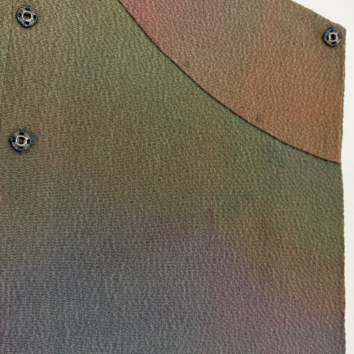 ちりめん 茶緑色