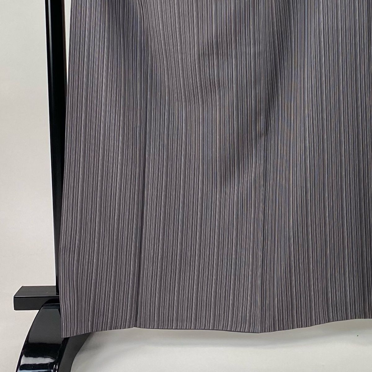 お召 身丈164 5 cm 裄丈68 L 袷 竹節縞 灰紫 正絹 秀品