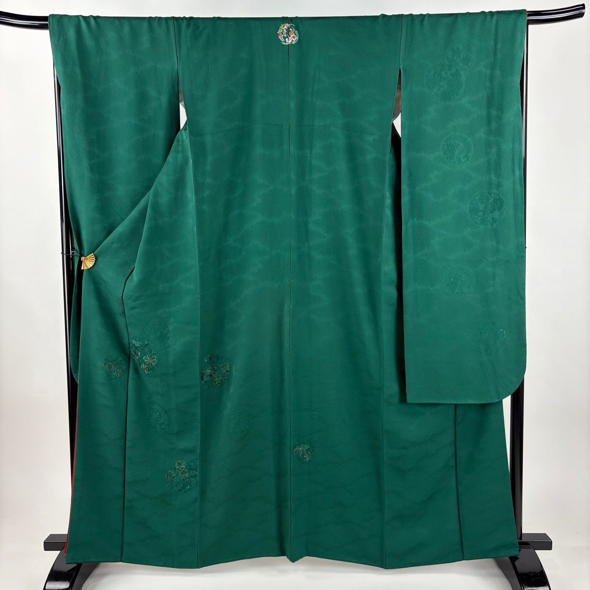 平和屋着物○豪華振袖・長襦袢セット 草花地紋 赤色×柑子色 京都きもの