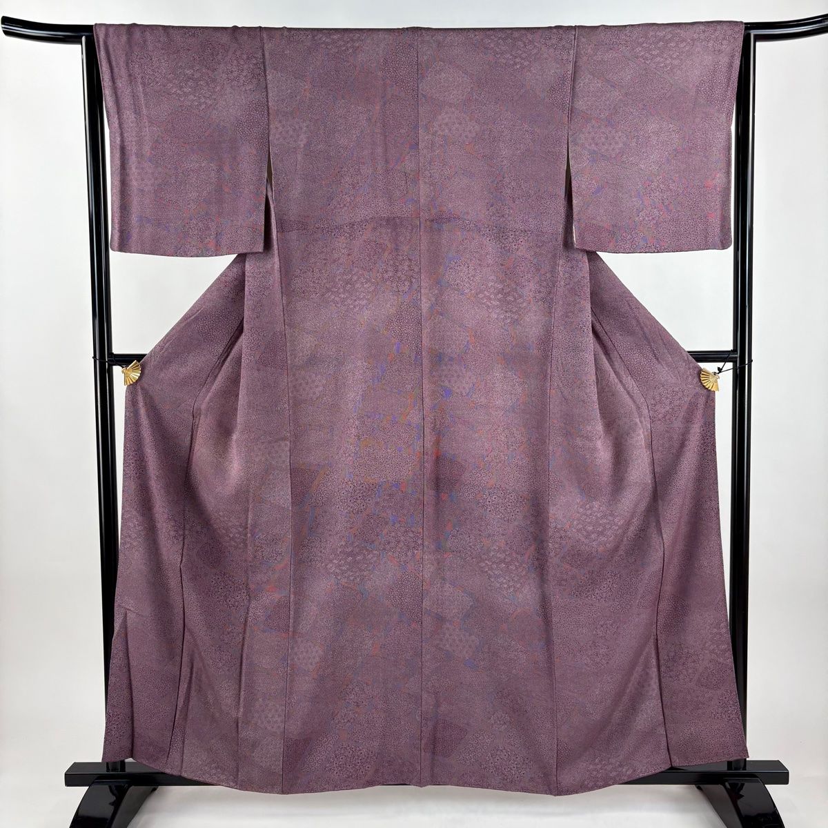 正絹 江戸小紋 紫系 トールサイズ 身幅広め 袷 正絹 江戸小紋 紫系