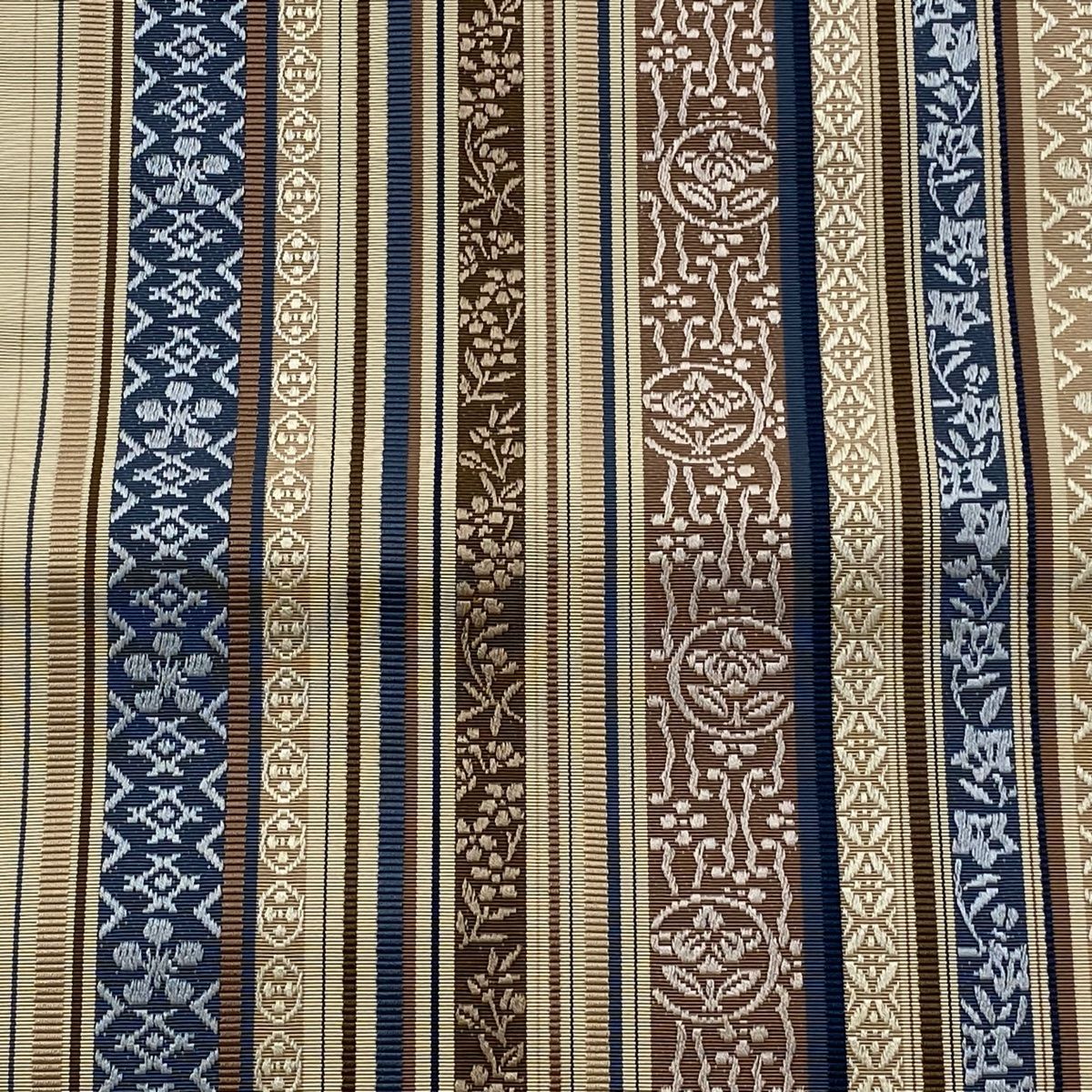 名古屋帯 落款 証紙 八寸名古屋帯 松葉仕立て 鬼丸勝秀 博多紫野間道 ベージュ 正絹