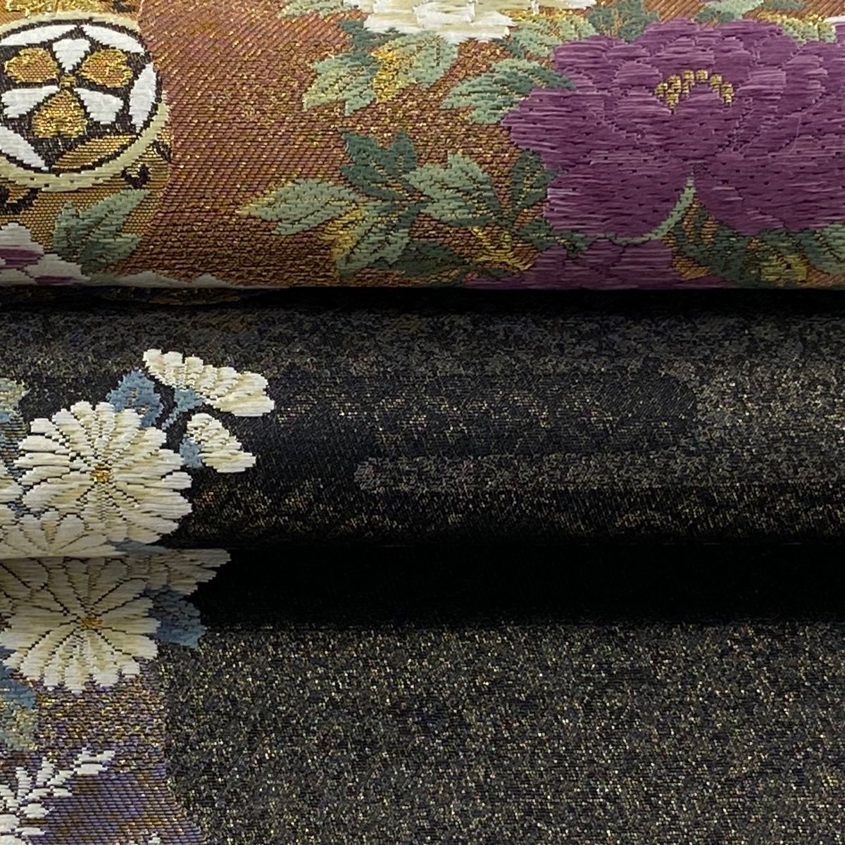 ZF-1141 袋帯 作家物 落款 刺繍 金箔 太鼓柄 正絹 逸品 作家もの 刺繍の袋帯 着物 ZF-1141 袋帯 作家物 落款 刺繍 金箔 太鼓柄