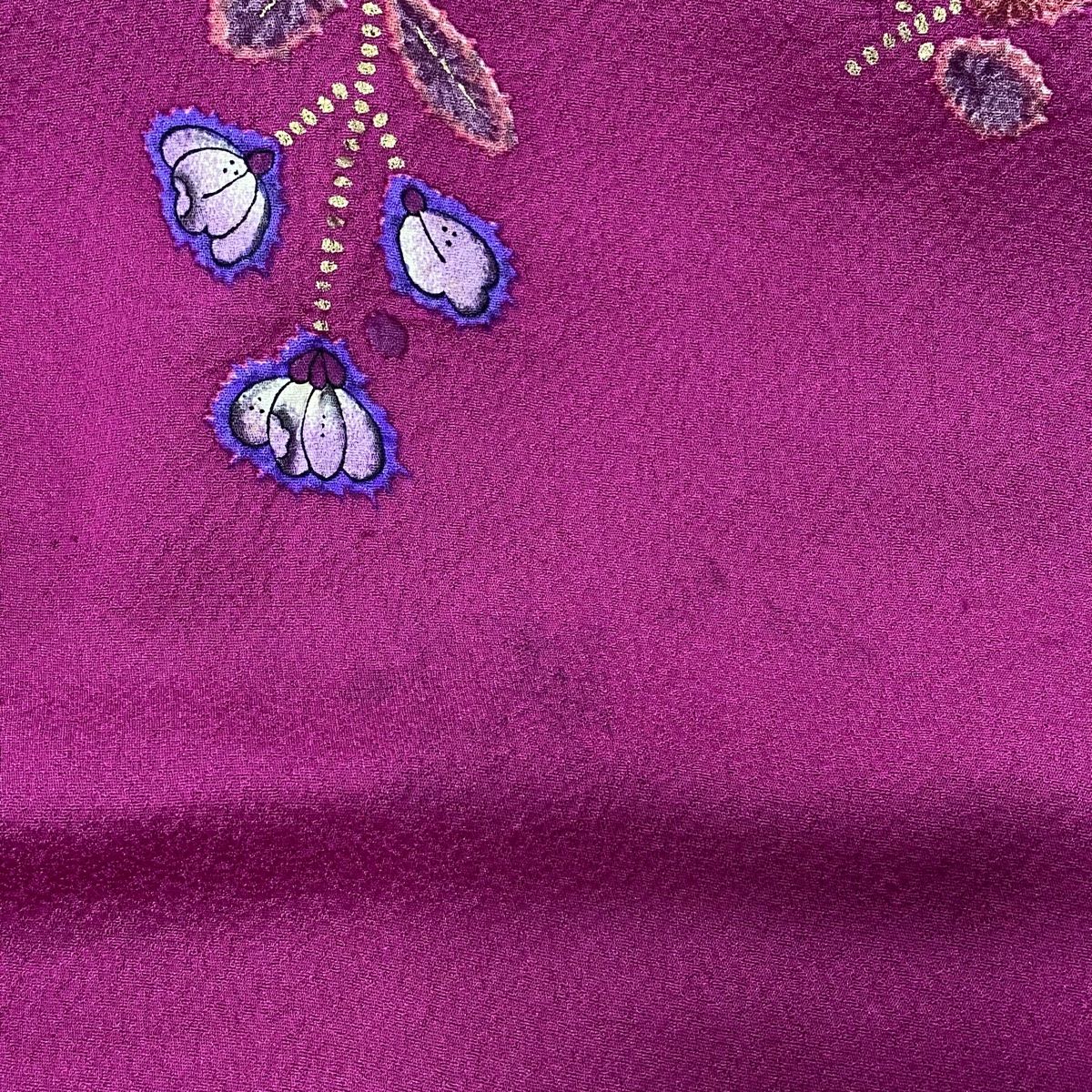  振袖 身丈168 cm 裄丈68 L 袷 落款 辻が花 金彩 ぼかし 赤紫 正絹 振袖 着物