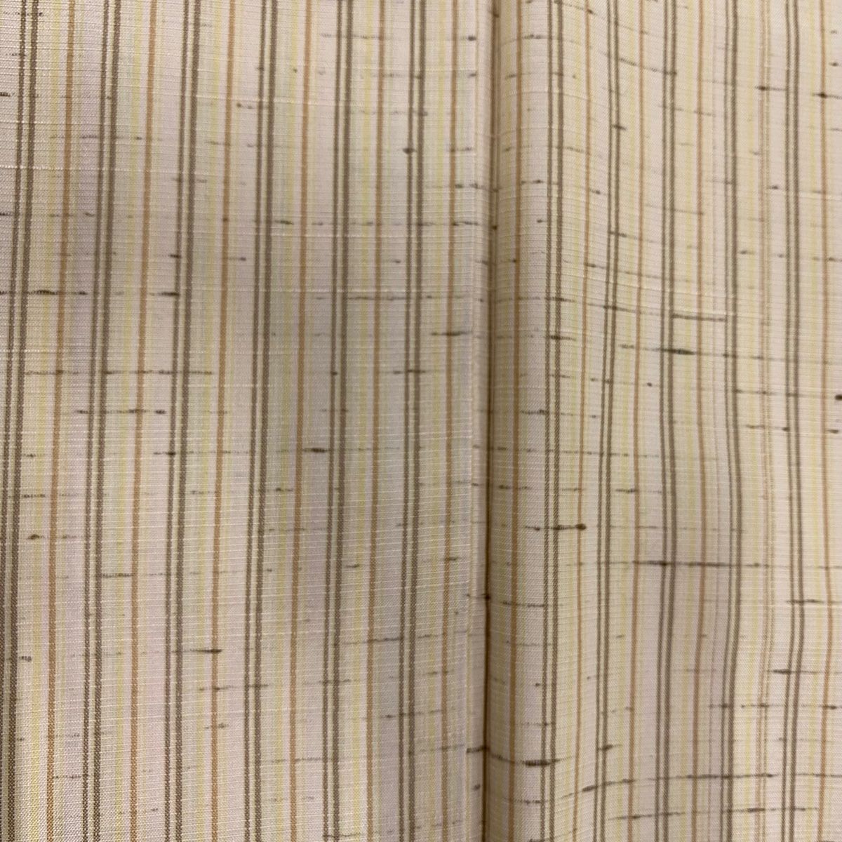  紬 身丈161 cm 裄丈67 M 袷 縦縞 ベージュ 正絹 紬 着物
