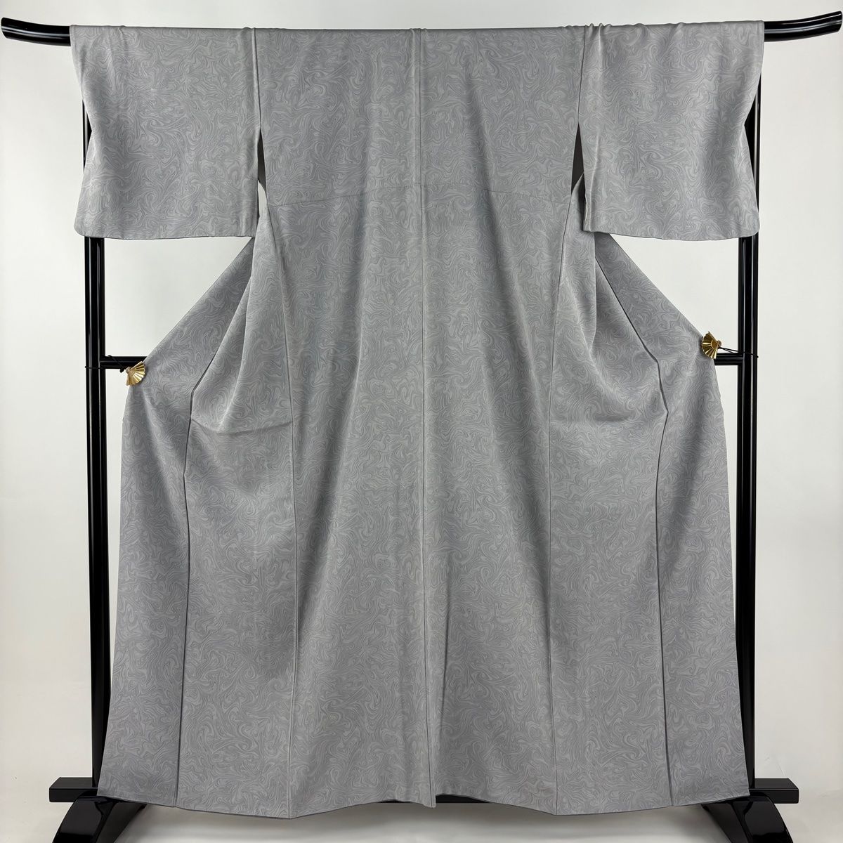 小紋 身丈160.5 cm 裄丈69.5 L 袷 墨流し 灰色 正絹