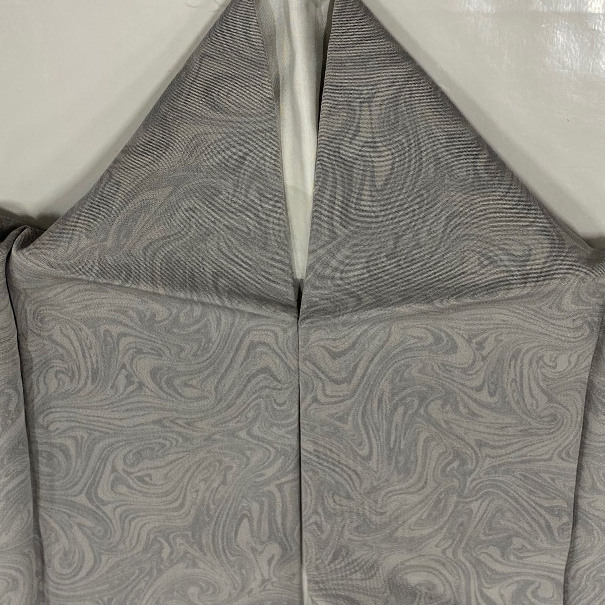  小紋 身丈160 5 cm 裄丈69 L 袷 墨流し 灰色 正絹 小紋 着物