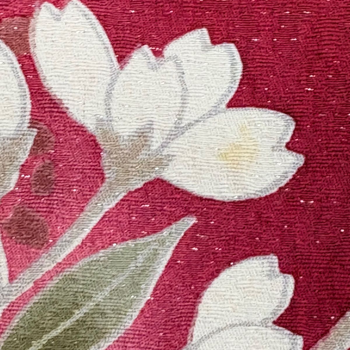  振袖 身丈153 cm 裄丈64.5 M 袷 枝垂れ桜 花びら 銀通し ぼかし 赤 正絹 振袖 着物