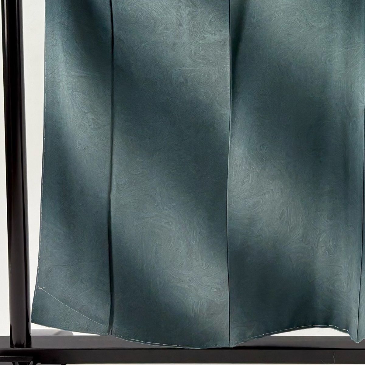 小紋 身丈157 cm 裄丈63 S 袷 落款 墨流し ぼかし 深緑 正絹