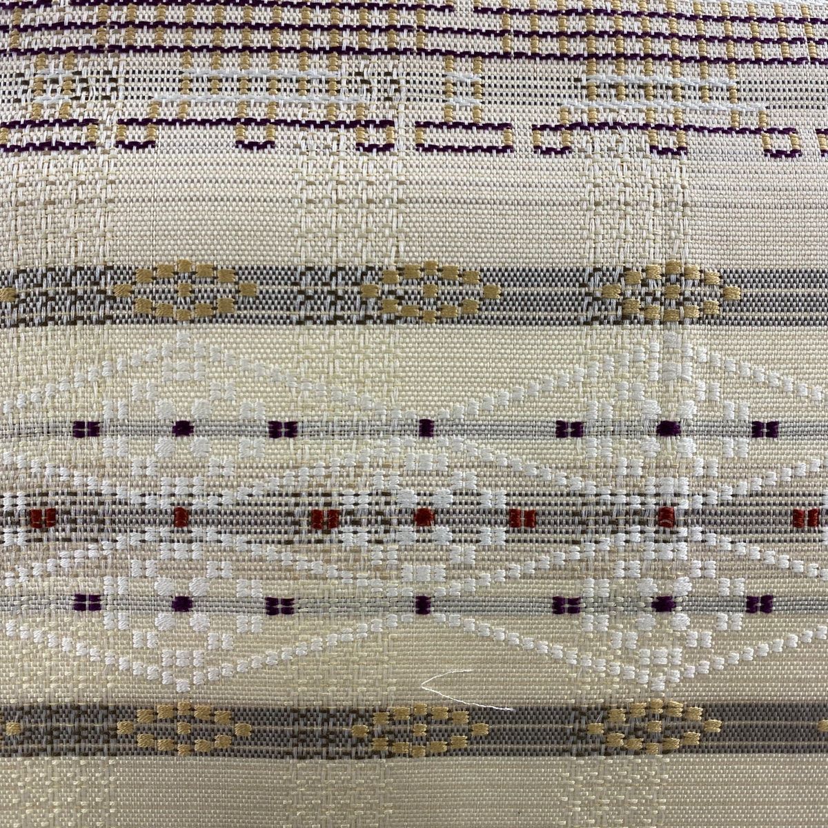 名古屋帯 縞 幾何学 金彩 ベージュ 正絹