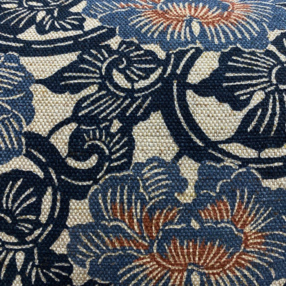 名古屋帯 松葉仕立て 八寸名古屋帯 花唐草 紺色 正絹