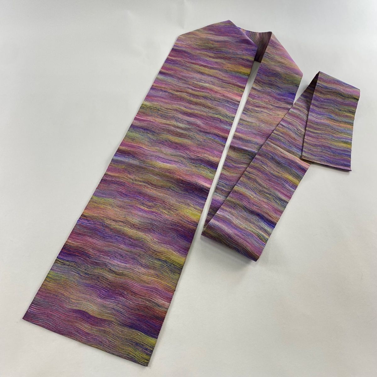  名古屋帯 秀品 八寸名古屋帯 よろけ縞 紫 正絹 名古屋帯 帯